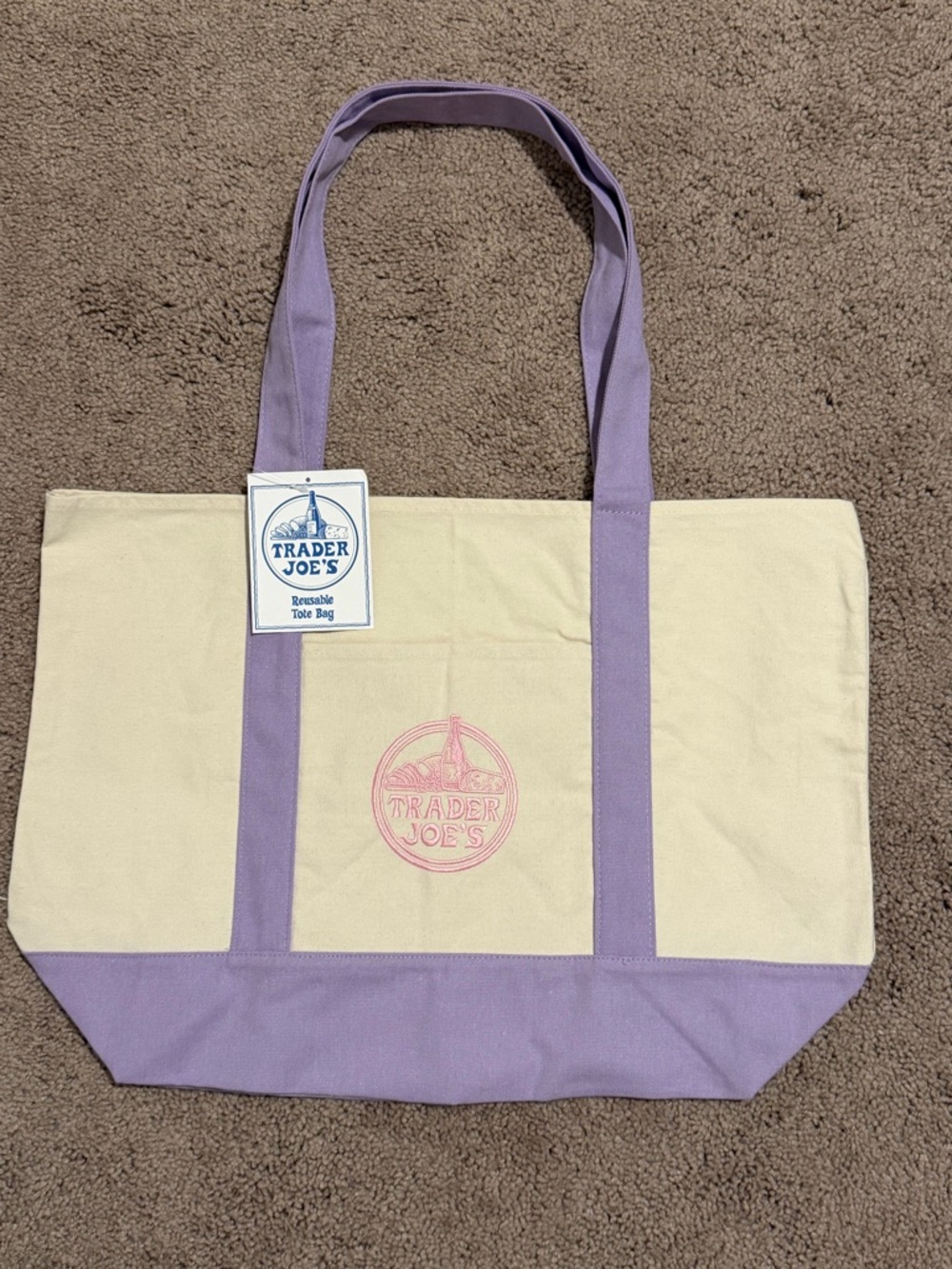 NEW LARGE Lavender Trader Joe’s Canvas Tote Bag - SHIPS FAST! Spring 2026